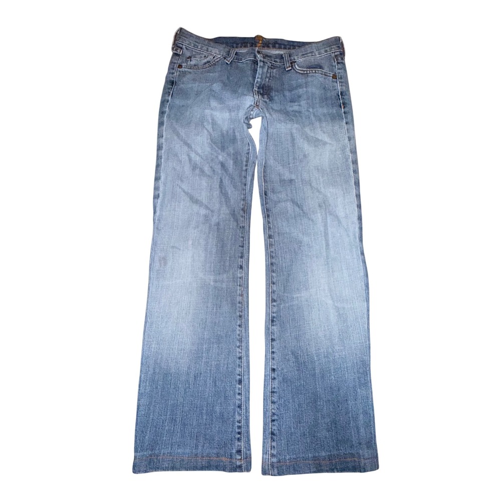 7 For All Mankind Dojo Cropped Low Rise Med Wash Y2K Designer 27 Altered Hem